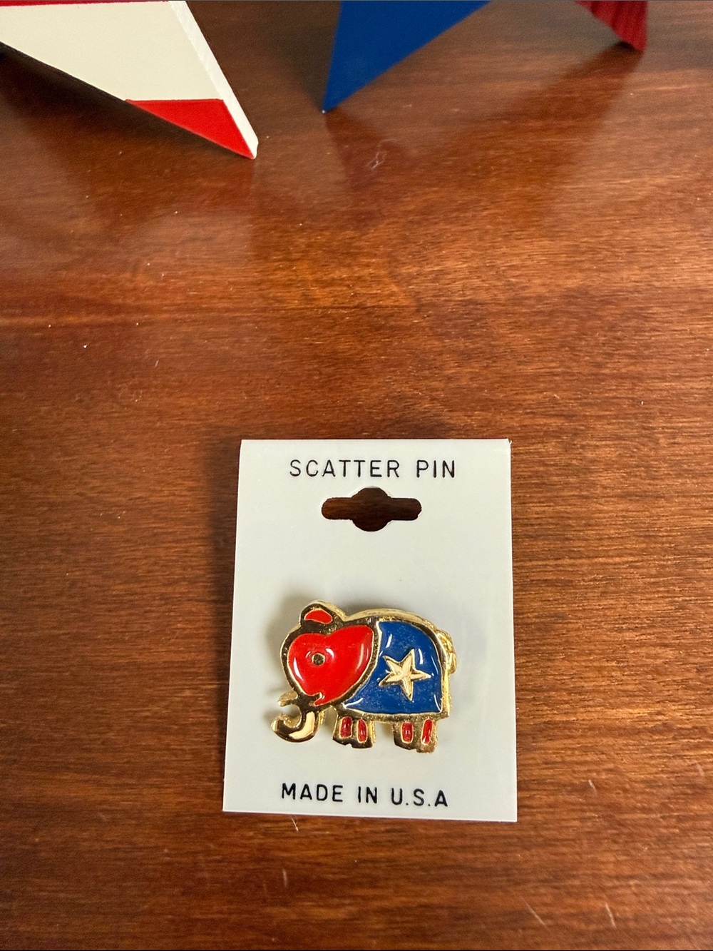 Scatter Pin Red & Blue Elephant Enamel Pin
